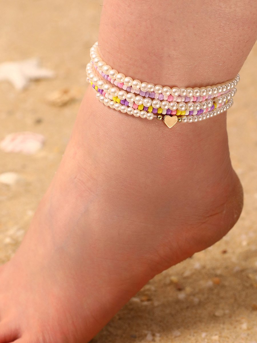 Set of 5 - Girls Beaded Anklet