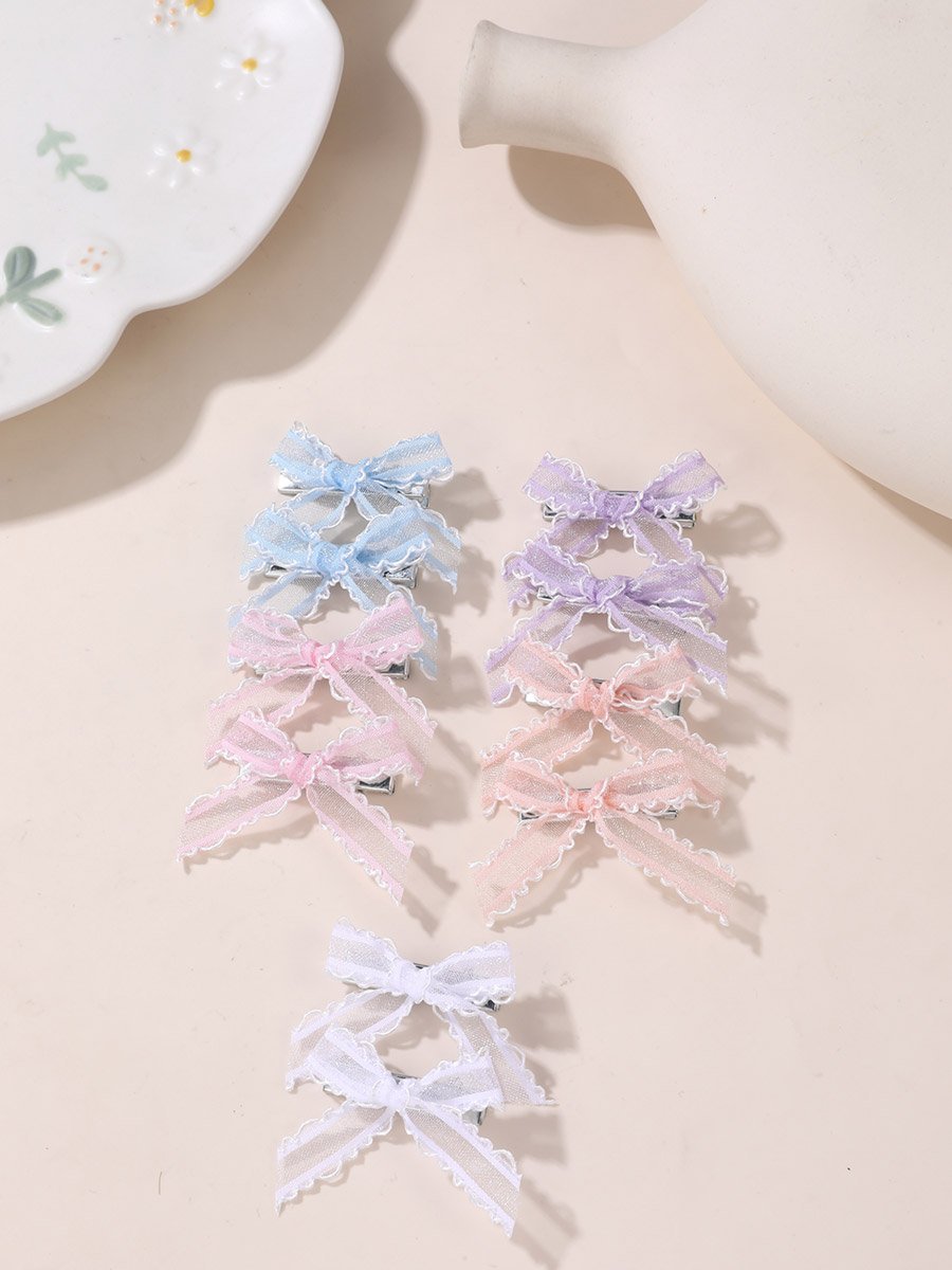 Pack of 10 - Lace Bow Hair Clips