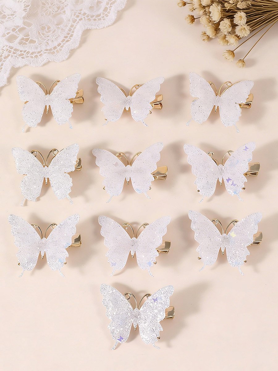 Pack of 10 - Butterfly Hair Clips
