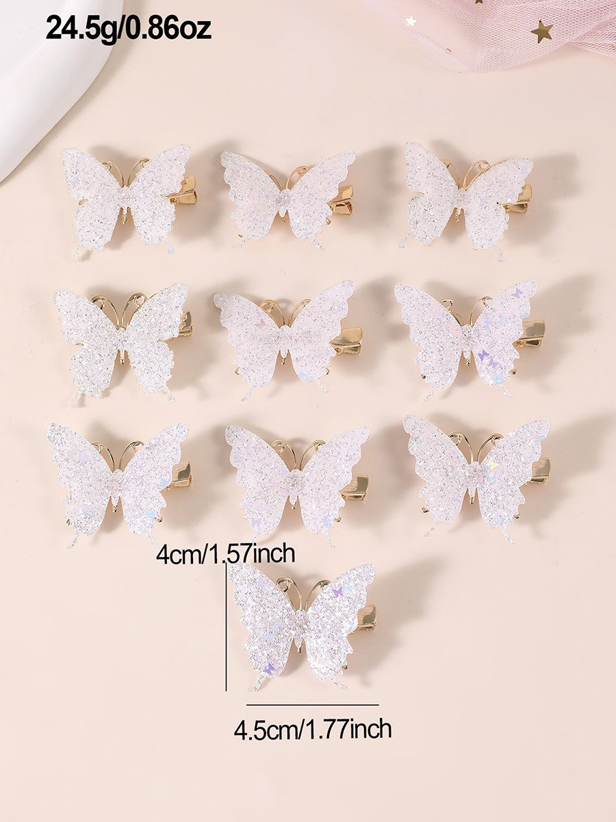 Pack of 10 - Butterfly Hair Clips