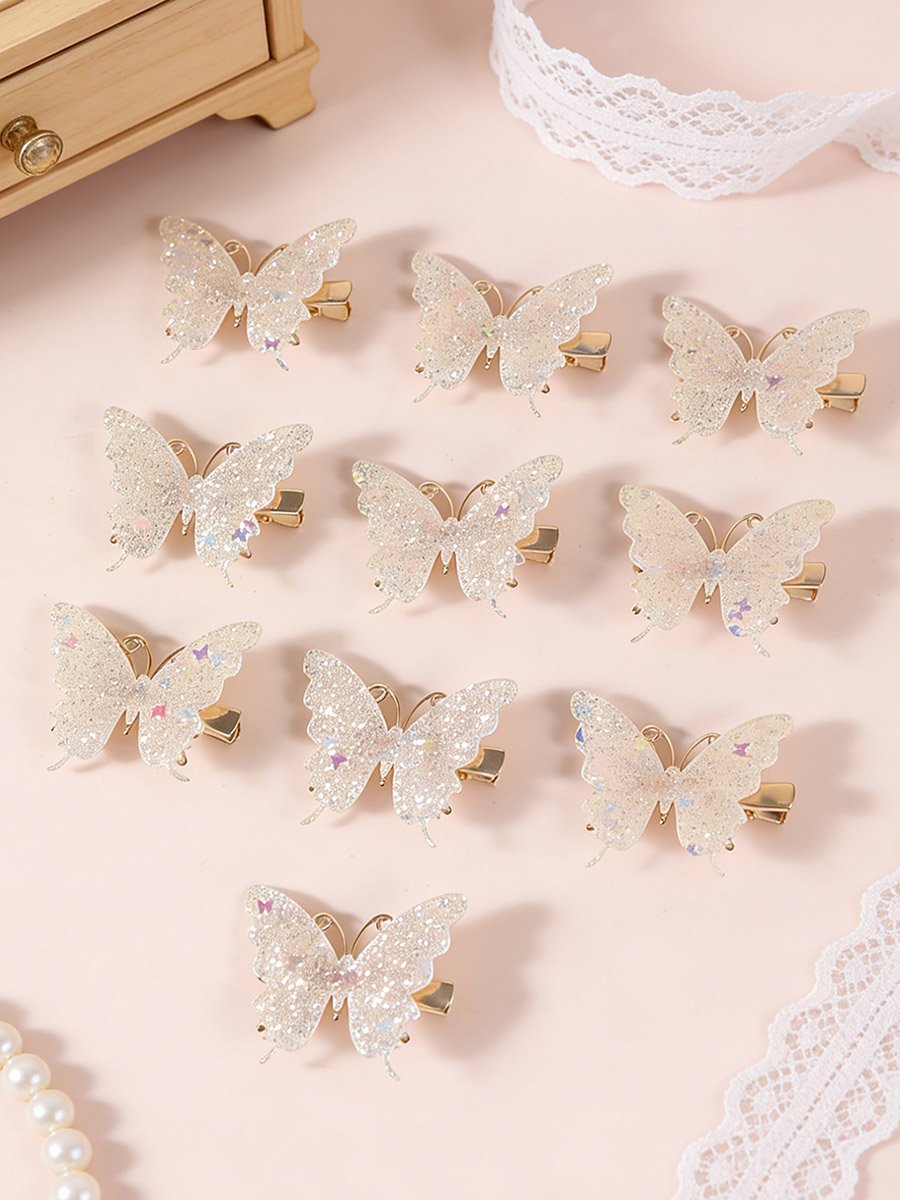 Pack of 10 - Butterfly Hair Clips