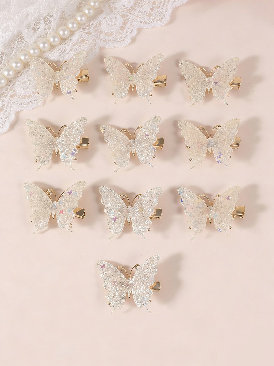 Pack of 10 - Butterfly Hair Clips