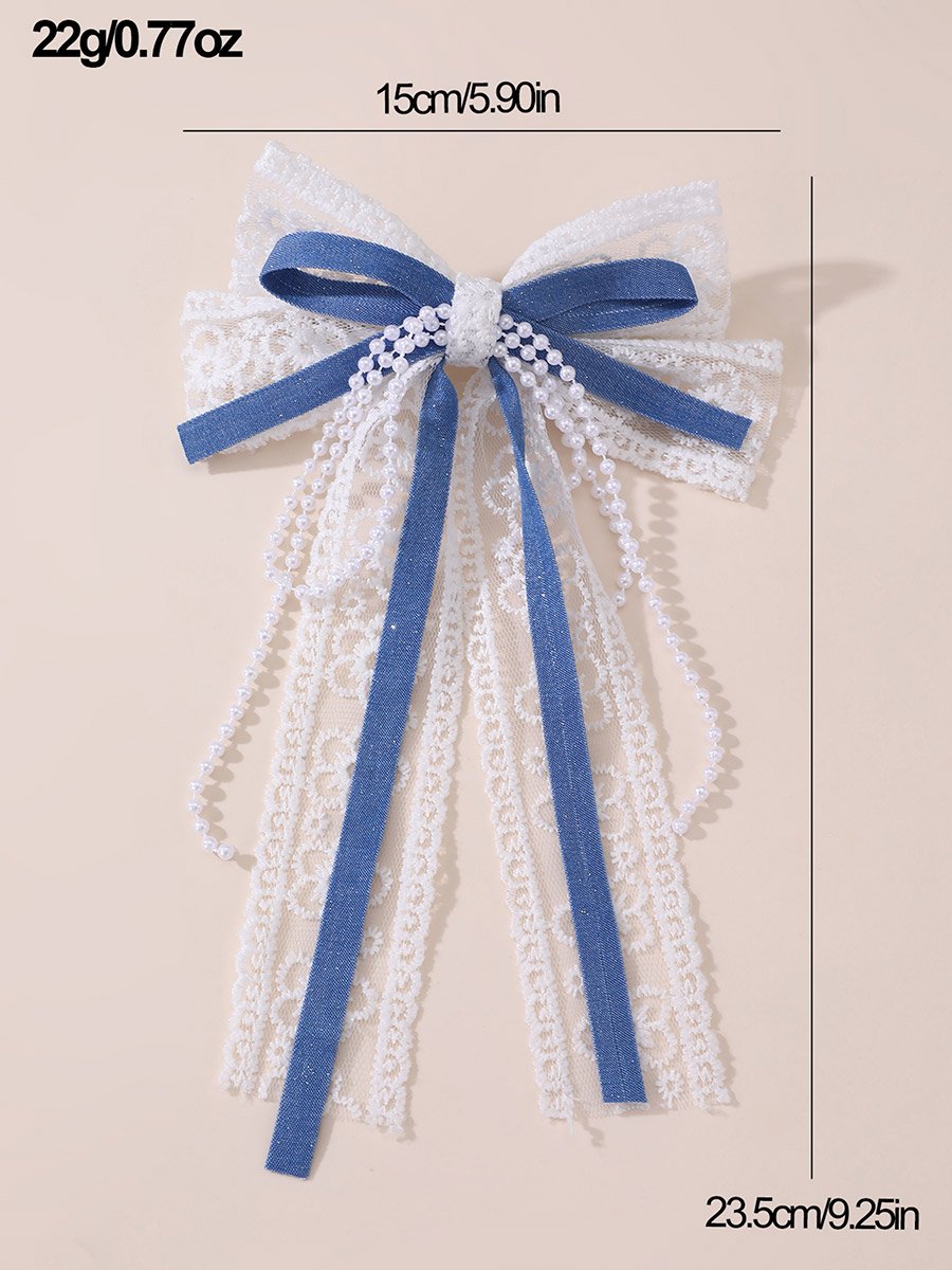 Blue Lace Bow Hair Clip