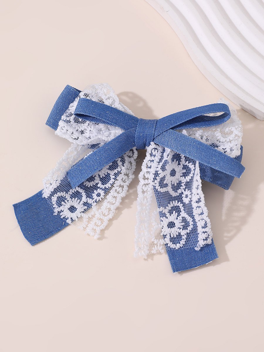 Blue Lace Bow Hair Clip