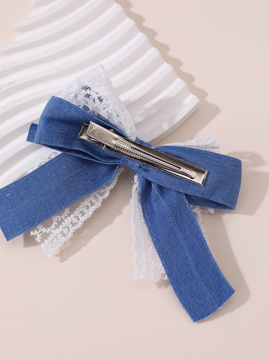 Blue Lace Bow Hair Clip