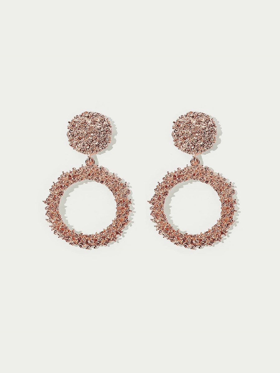 Rose Gold Tone Embellished Earrings