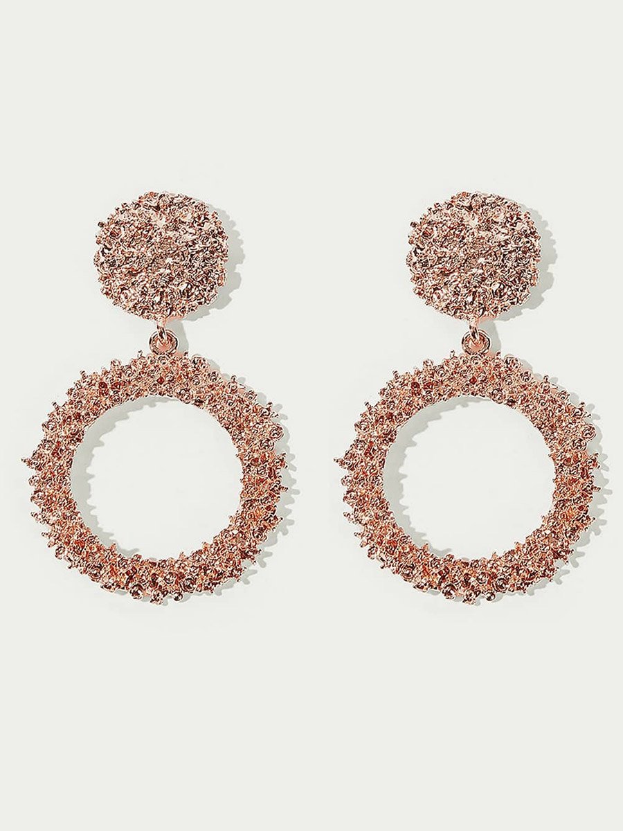 Rose Gold Tone Embellished Earrings