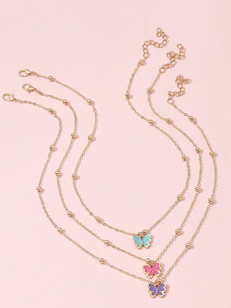 Pack of 3 - Butterfly Charm Necklace