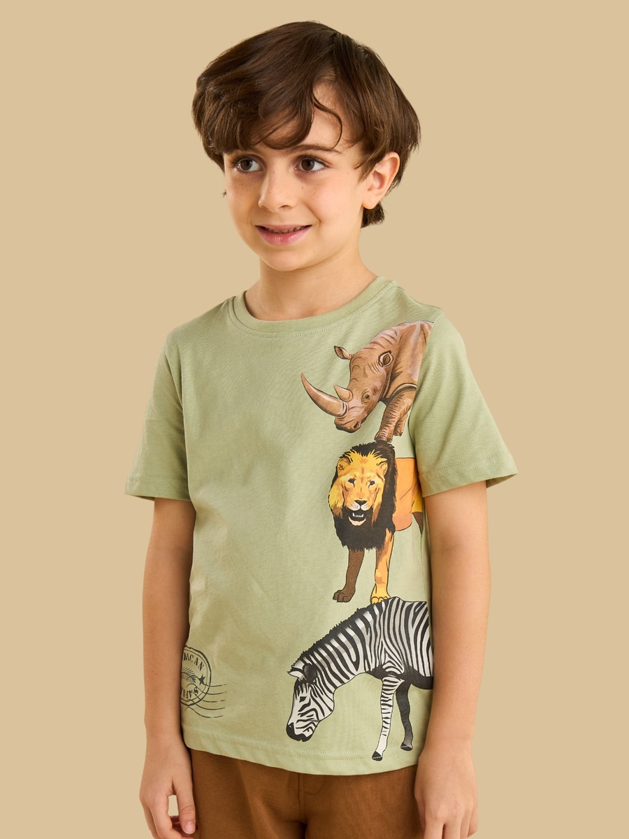 Wild Animal Print Cotton T-Shirt