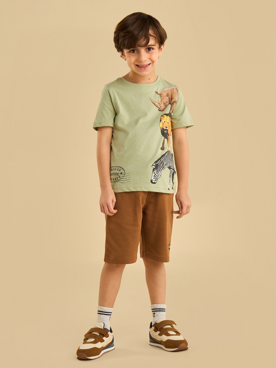 Wild Animal Print Cotton T-Shirt