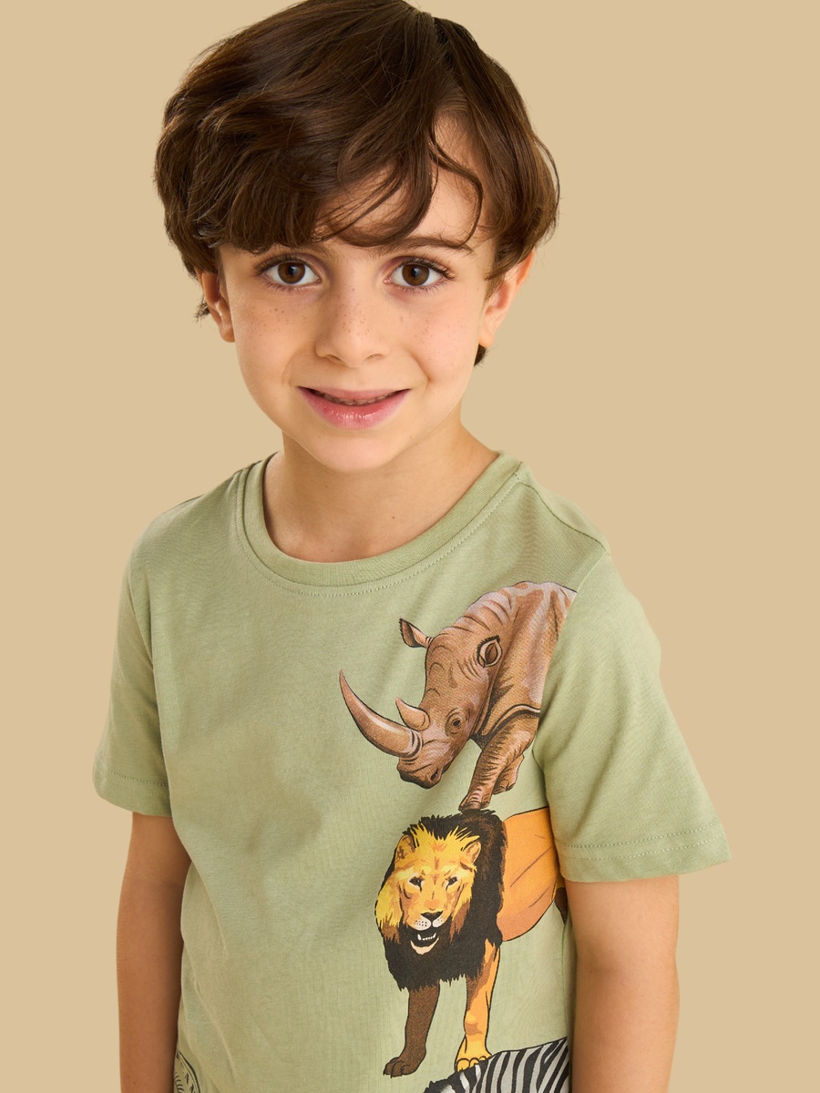 Wild Animal Print Cotton T-Shirt
