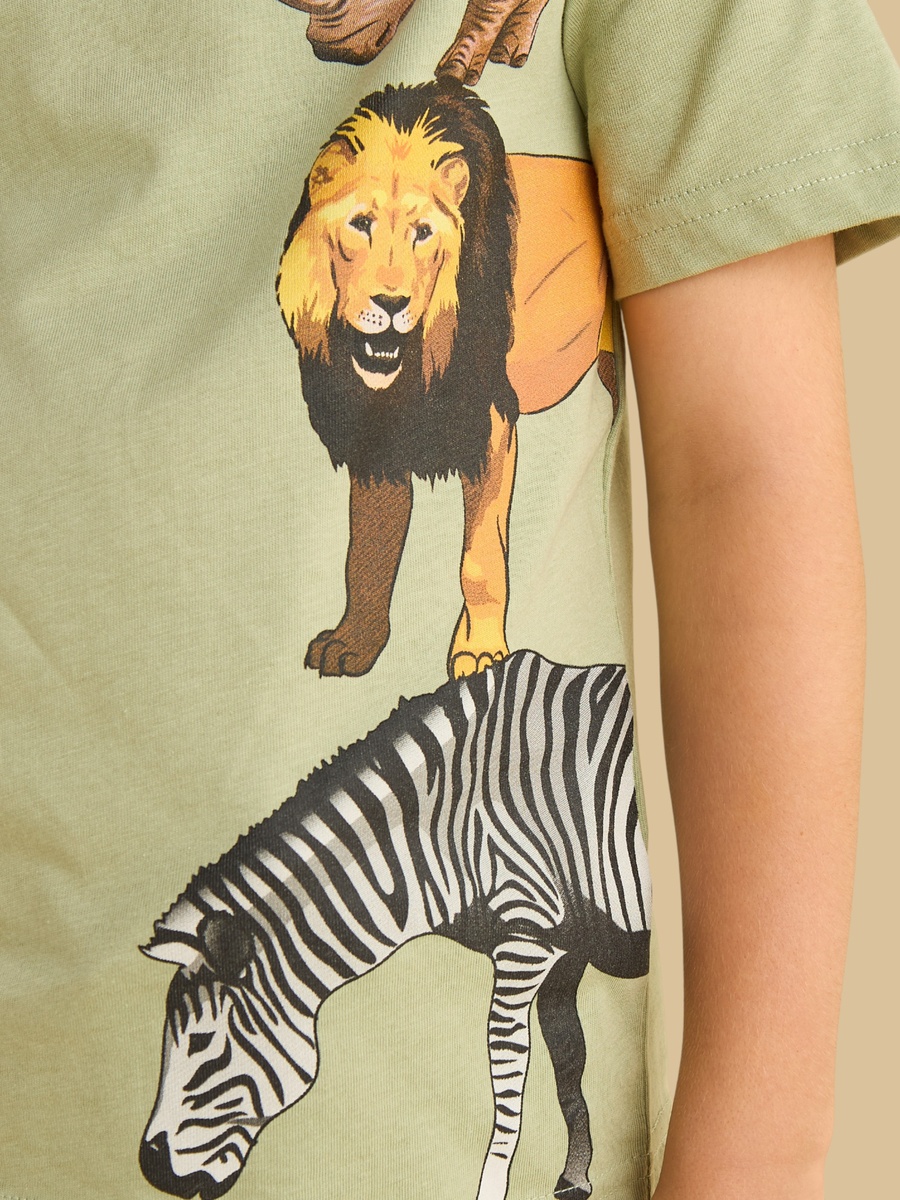 Wild Animal Print Cotton T-Shirt