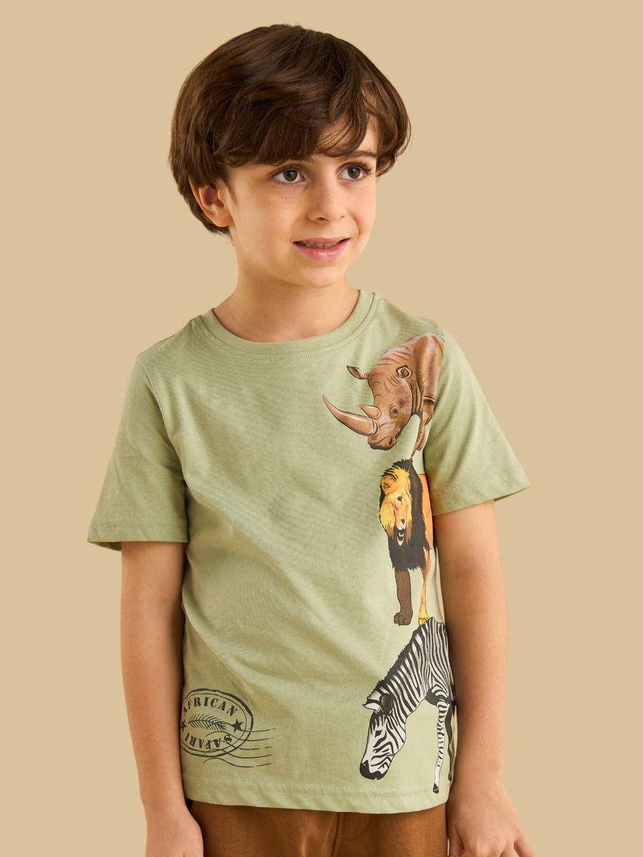 Wild Animal Print Cotton T-Shirt