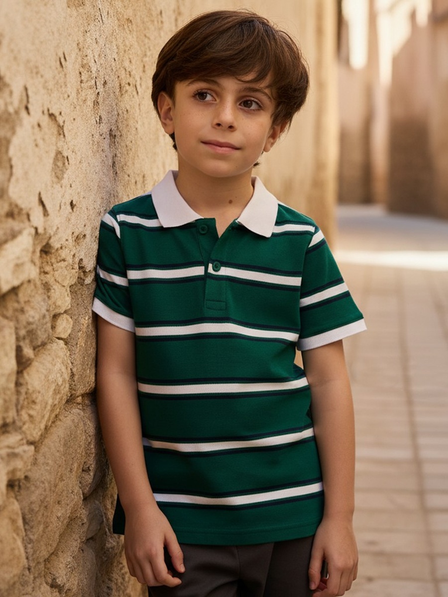 Striped Cotton Polo T-Shirt