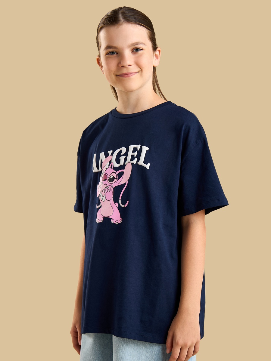 Angel Print Oversized Cotton T-Shirt