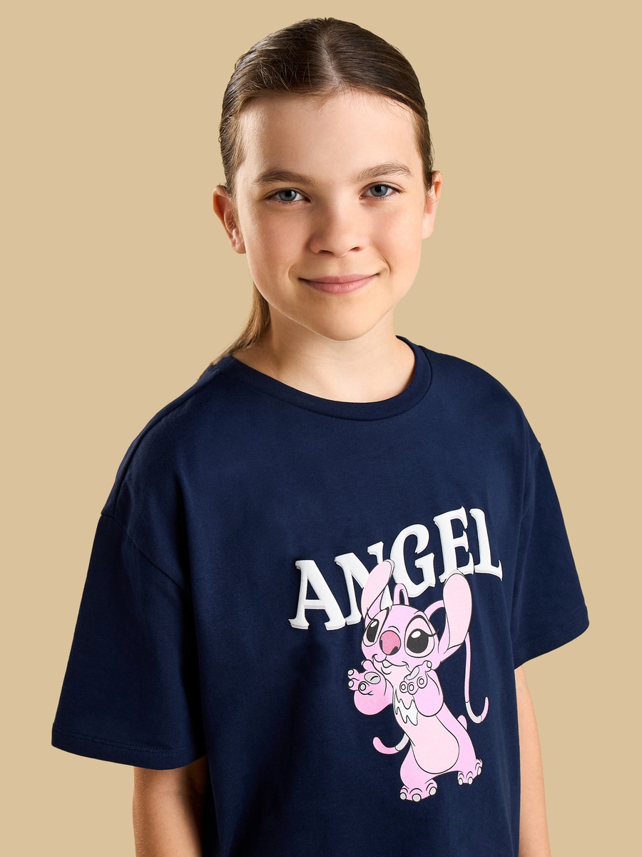 Angel Print Oversized Cotton T-Shirt