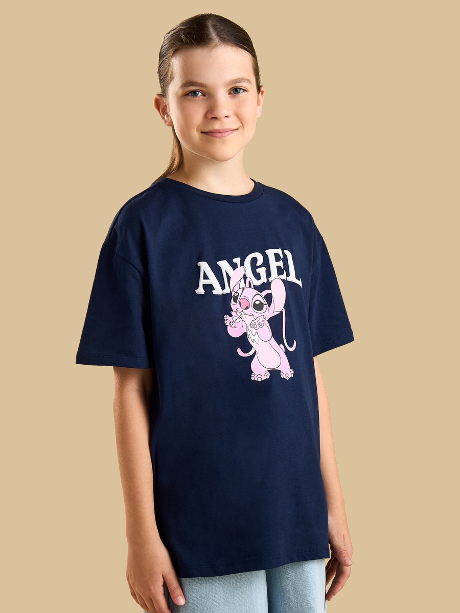 Angel Print Oversized Cotton T-Shirt