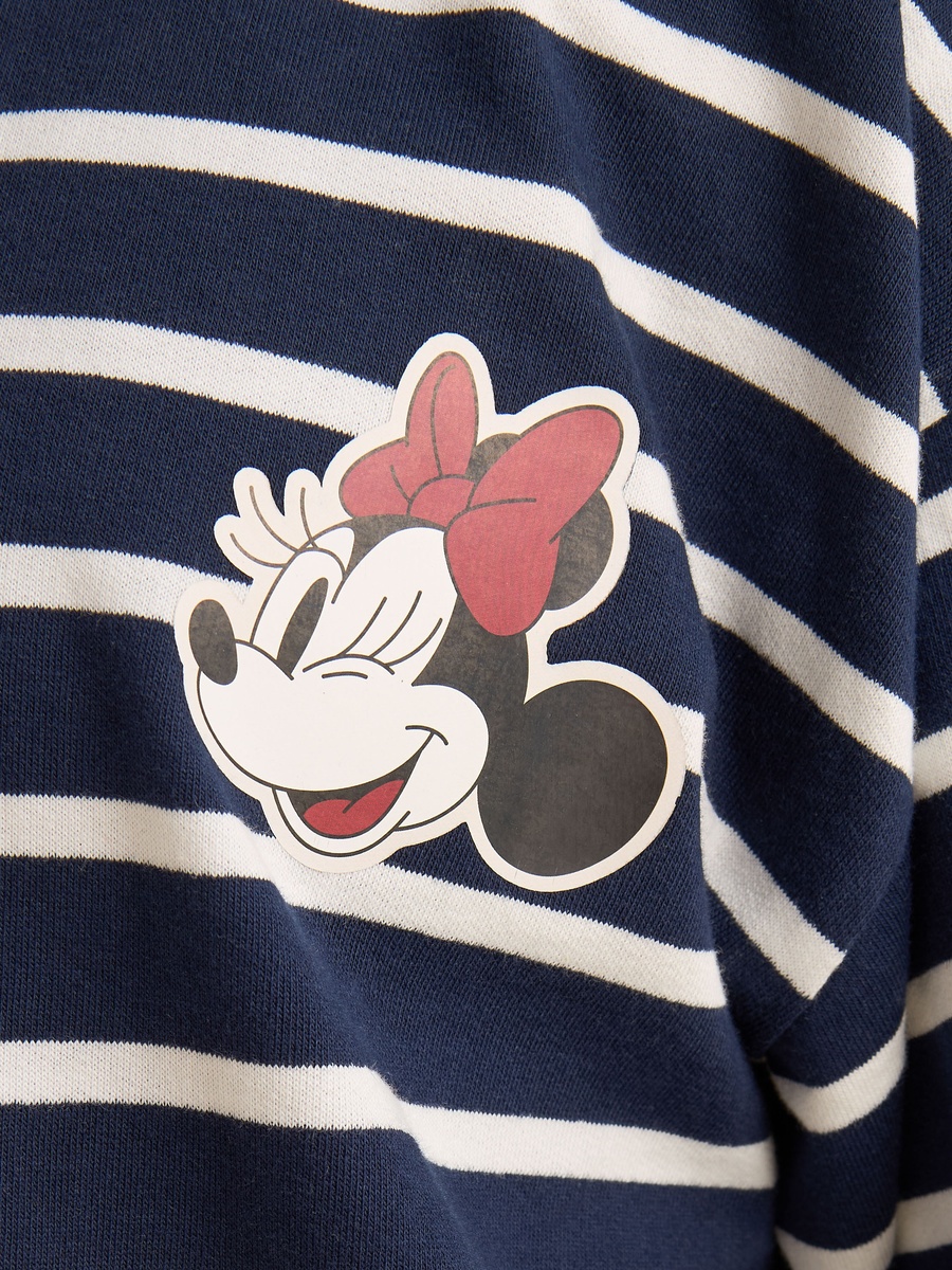 Minnie Mouse Print Oversized Cotton Polo T-Shirt
