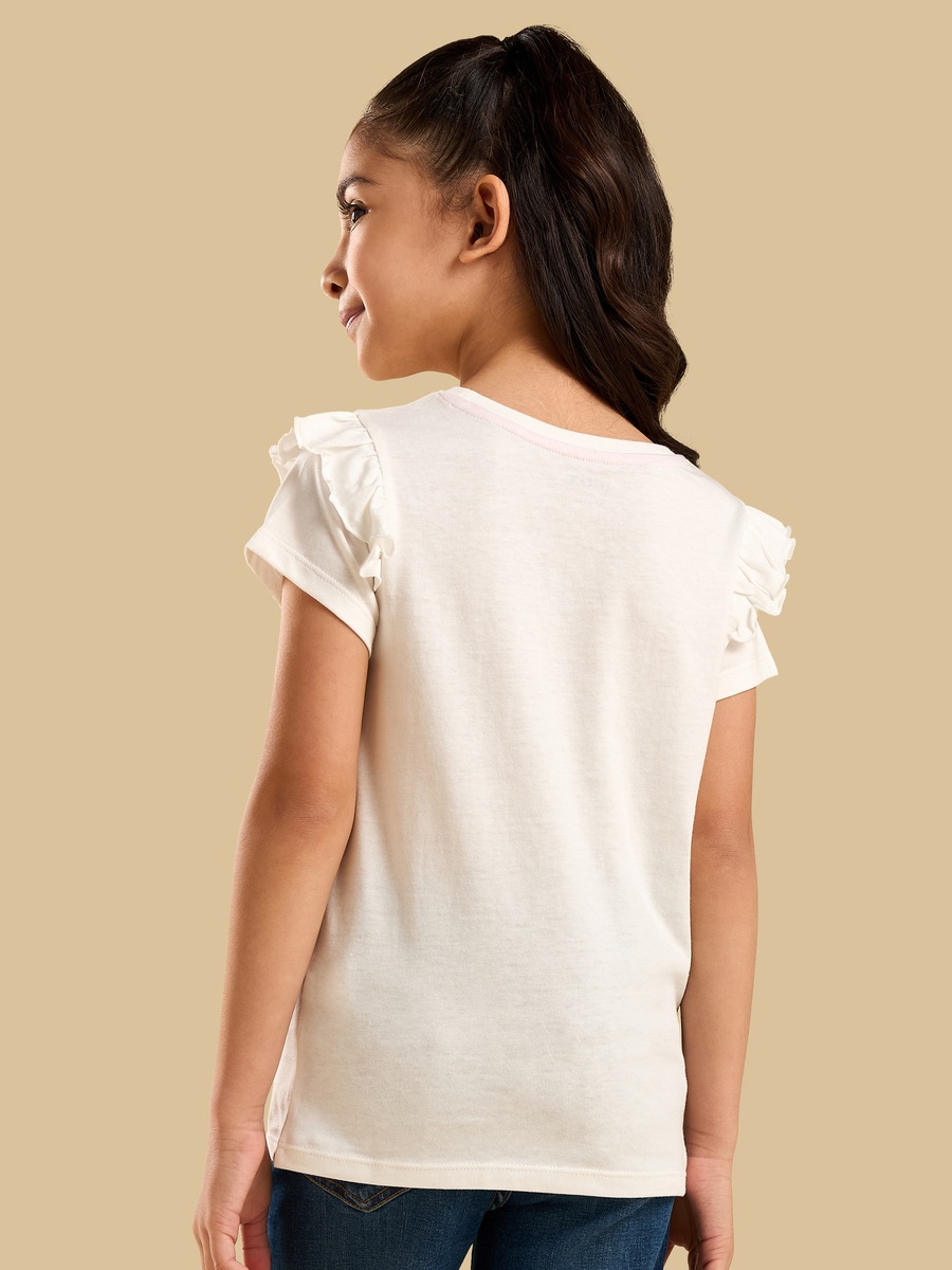 Floral Print T-Shirt with Ruffles