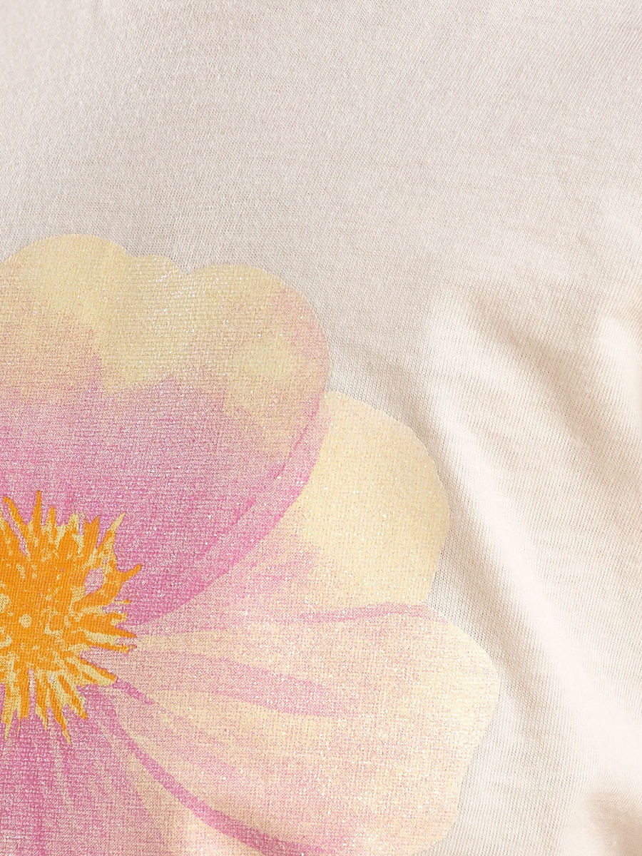 Floral Print T-Shirt with Ruffles