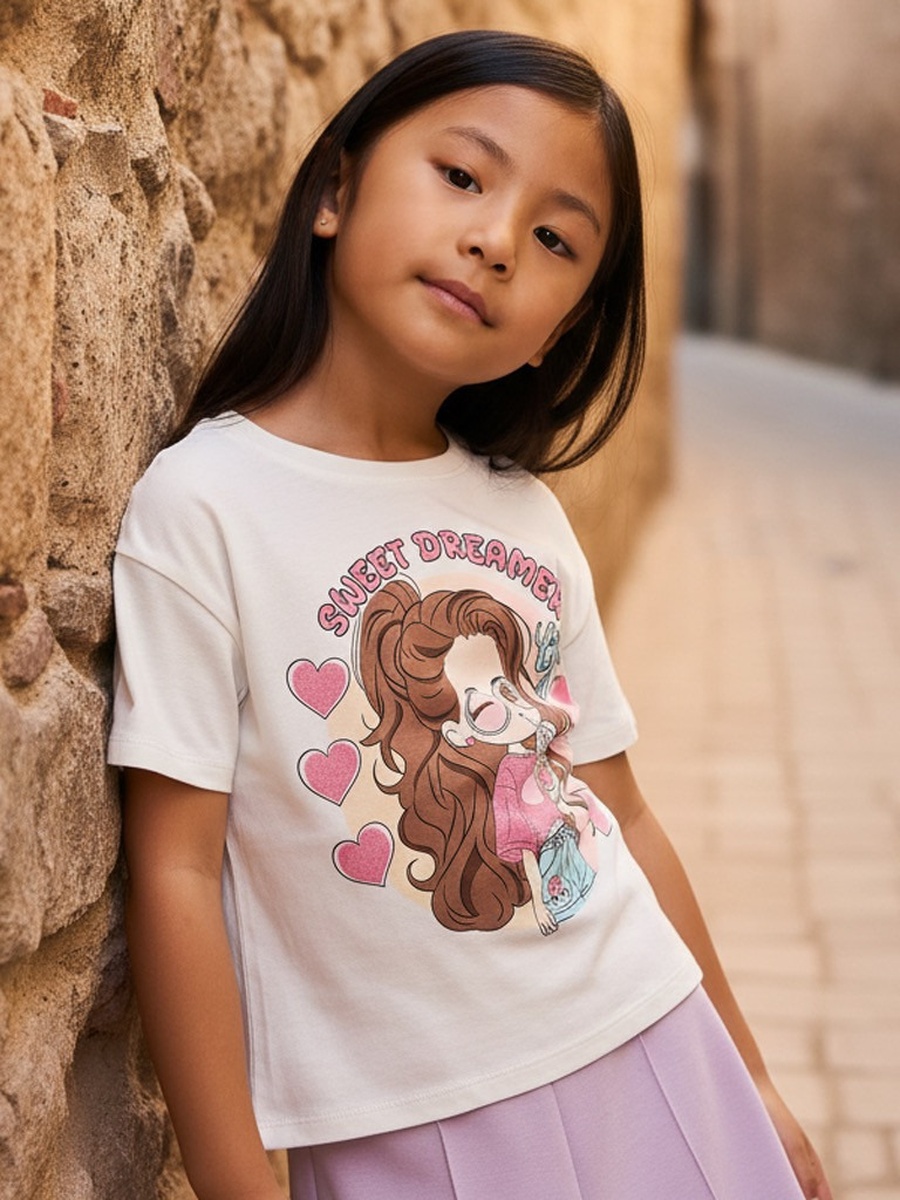 Anime Girl Print Cotton Boxy T-Shirt