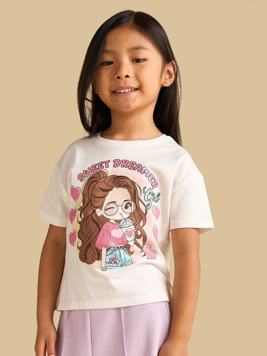 Anime Girl Print Cotton Boxy T-Shirt