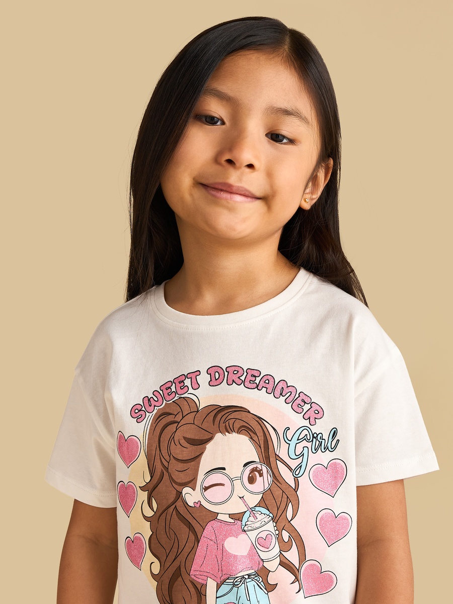 Anime Girl Print Cotton Boxy T-Shirt