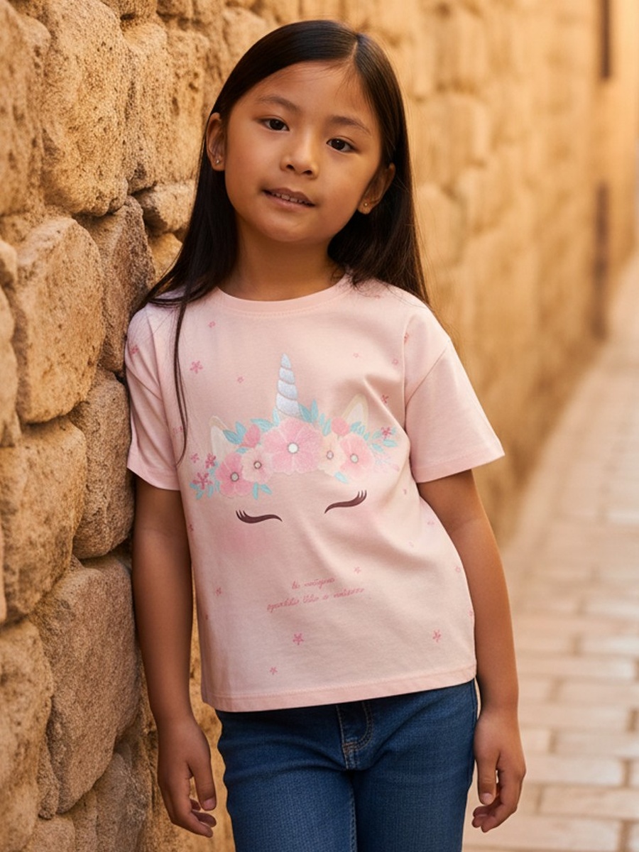 Unicorn Print Cotton Boxy T-Shirt
