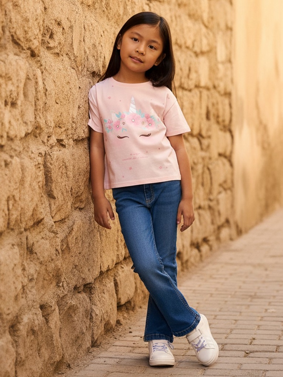 Unicorn Print Cotton Boxy T-Shirt