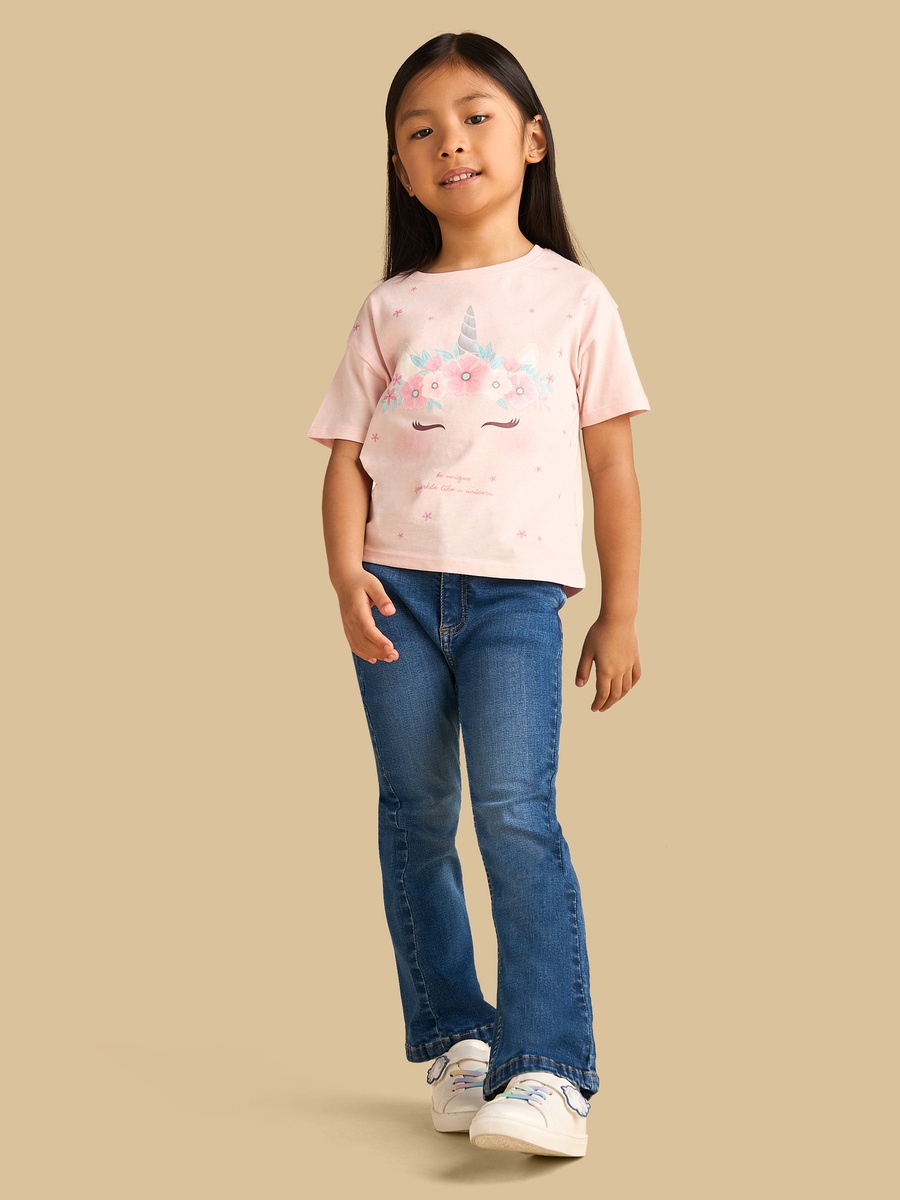 Unicorn Print Cotton Boxy T-Shirt
