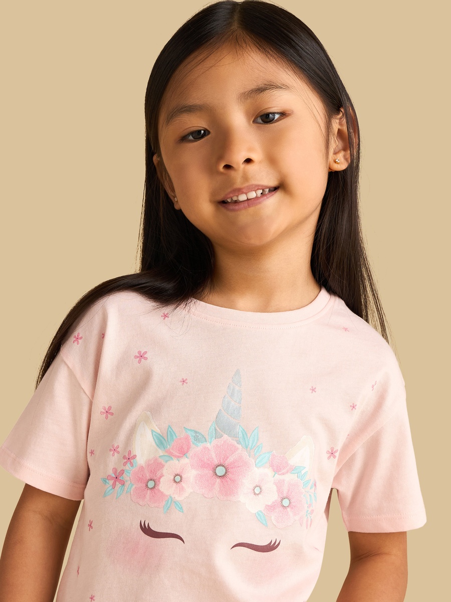 Unicorn Print Cotton Boxy T-Shirt