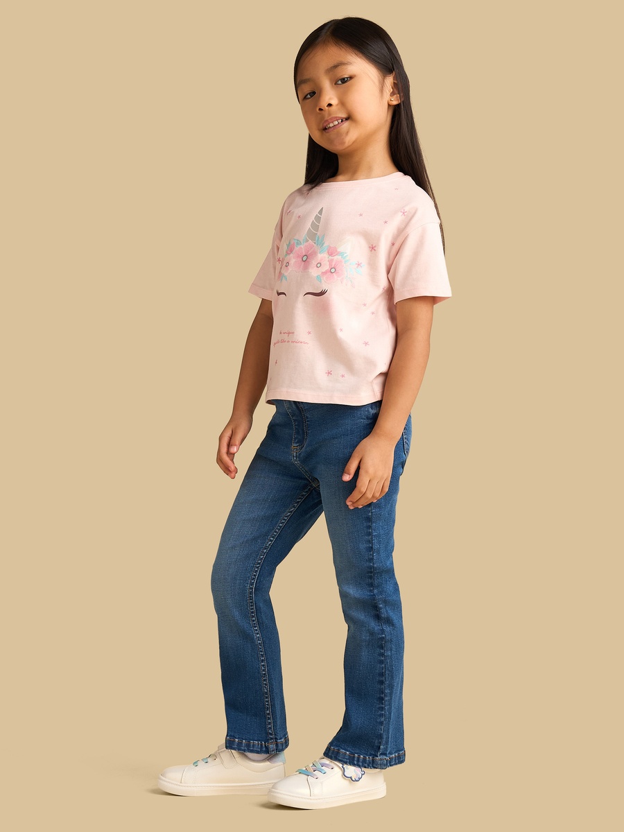 Unicorn Print Cotton Boxy T-Shirt