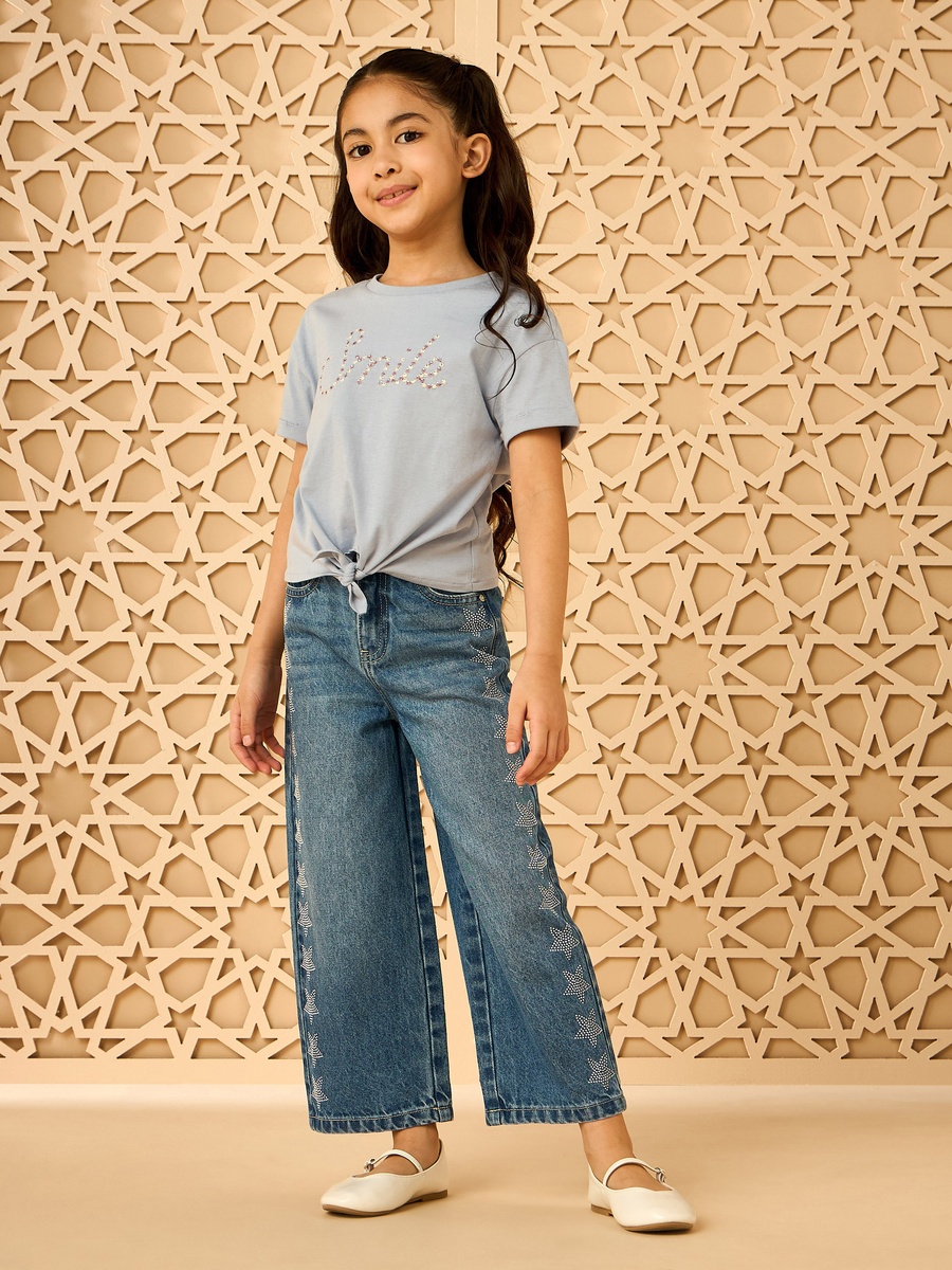 Smile Embroidered Cotton Top