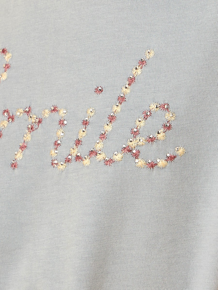 Smile Embroidered Cotton Top