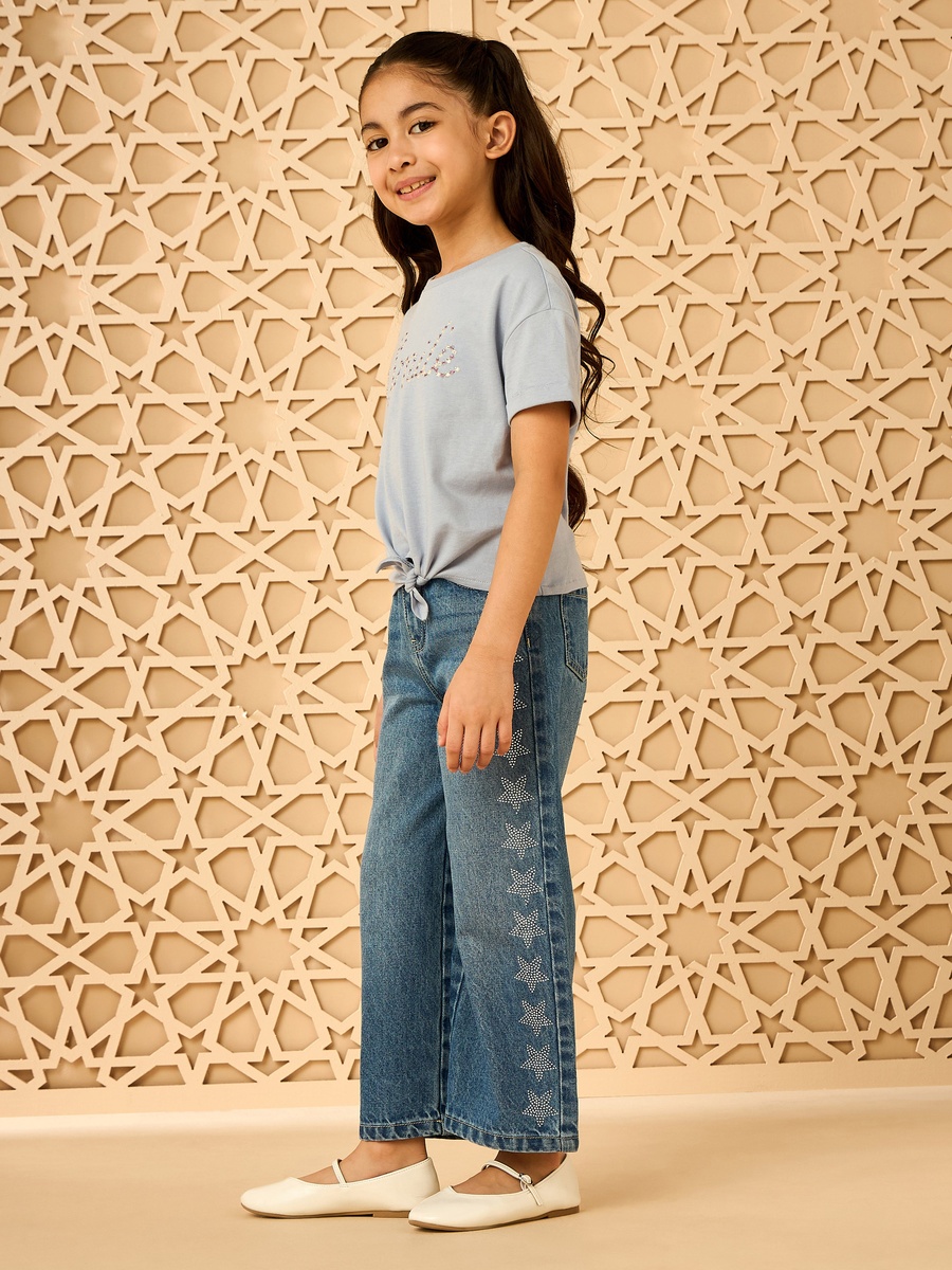 Smile Embroidered Cotton Top