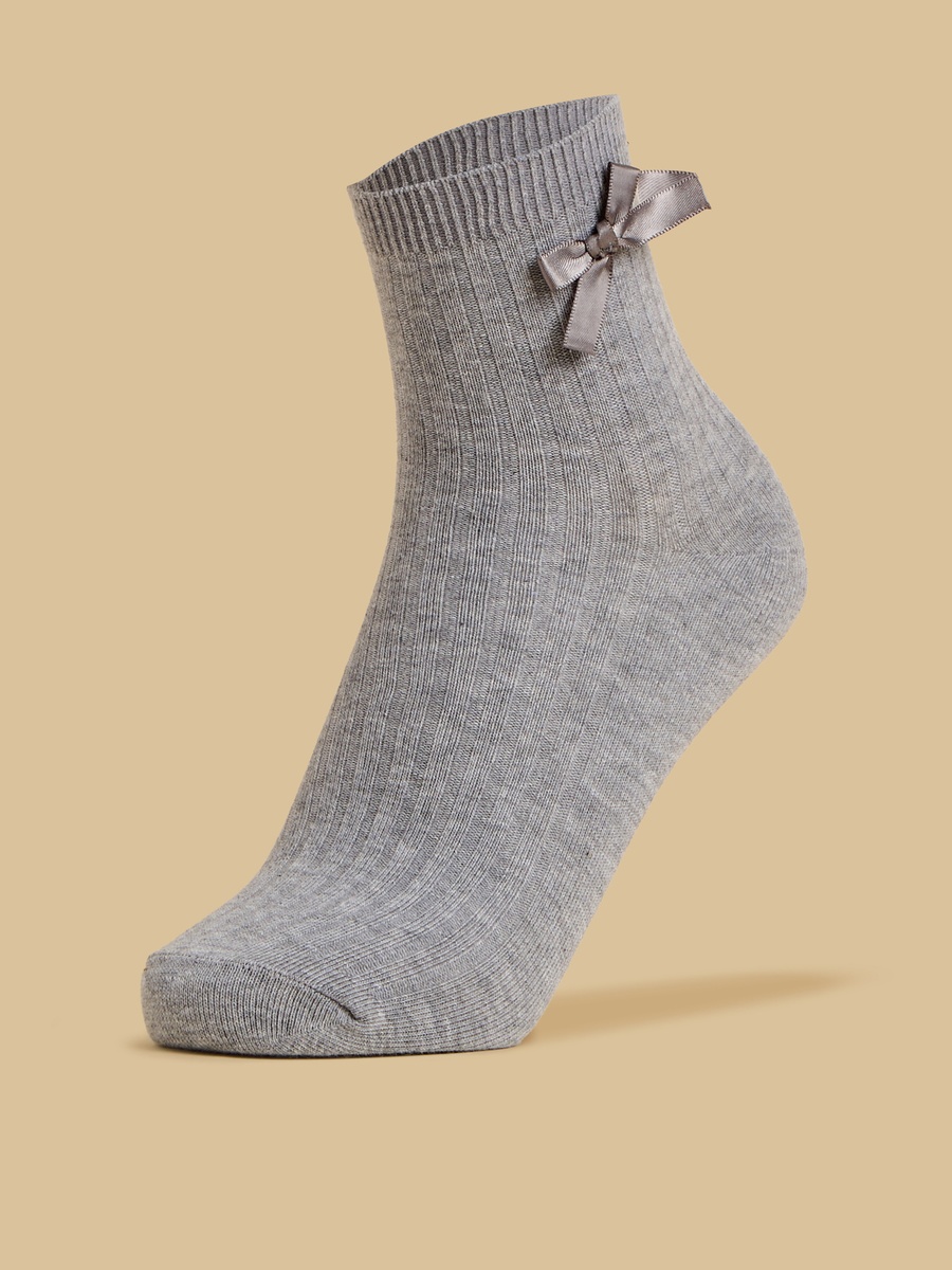Pack of 5 - Ribbed Bow Accent Socks