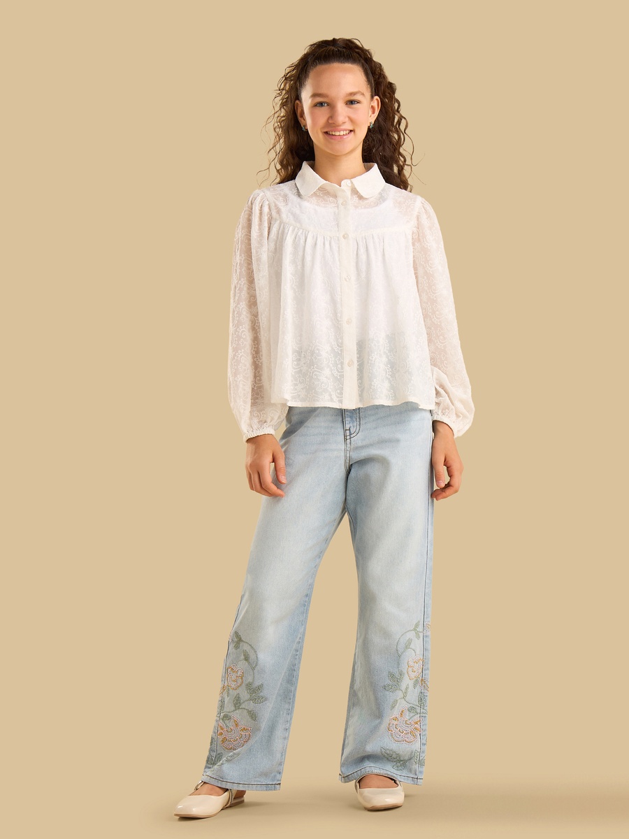 Floral Embroidered Straight Fit Jeans