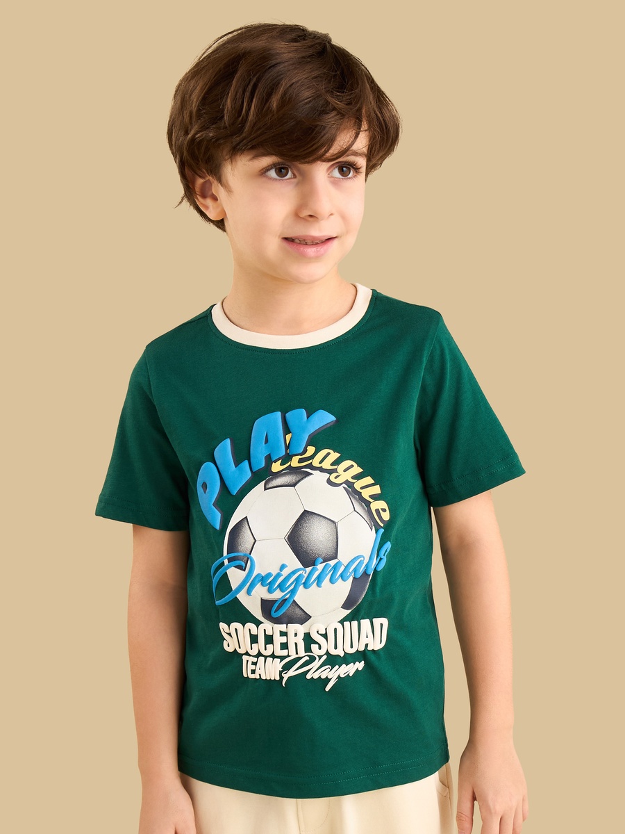 Soccer Print T-Shirt and Shorts Set