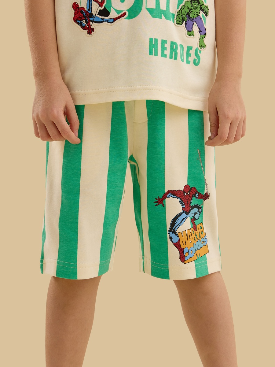 Avengers Print Cotton T-Shirt and Shorts Set