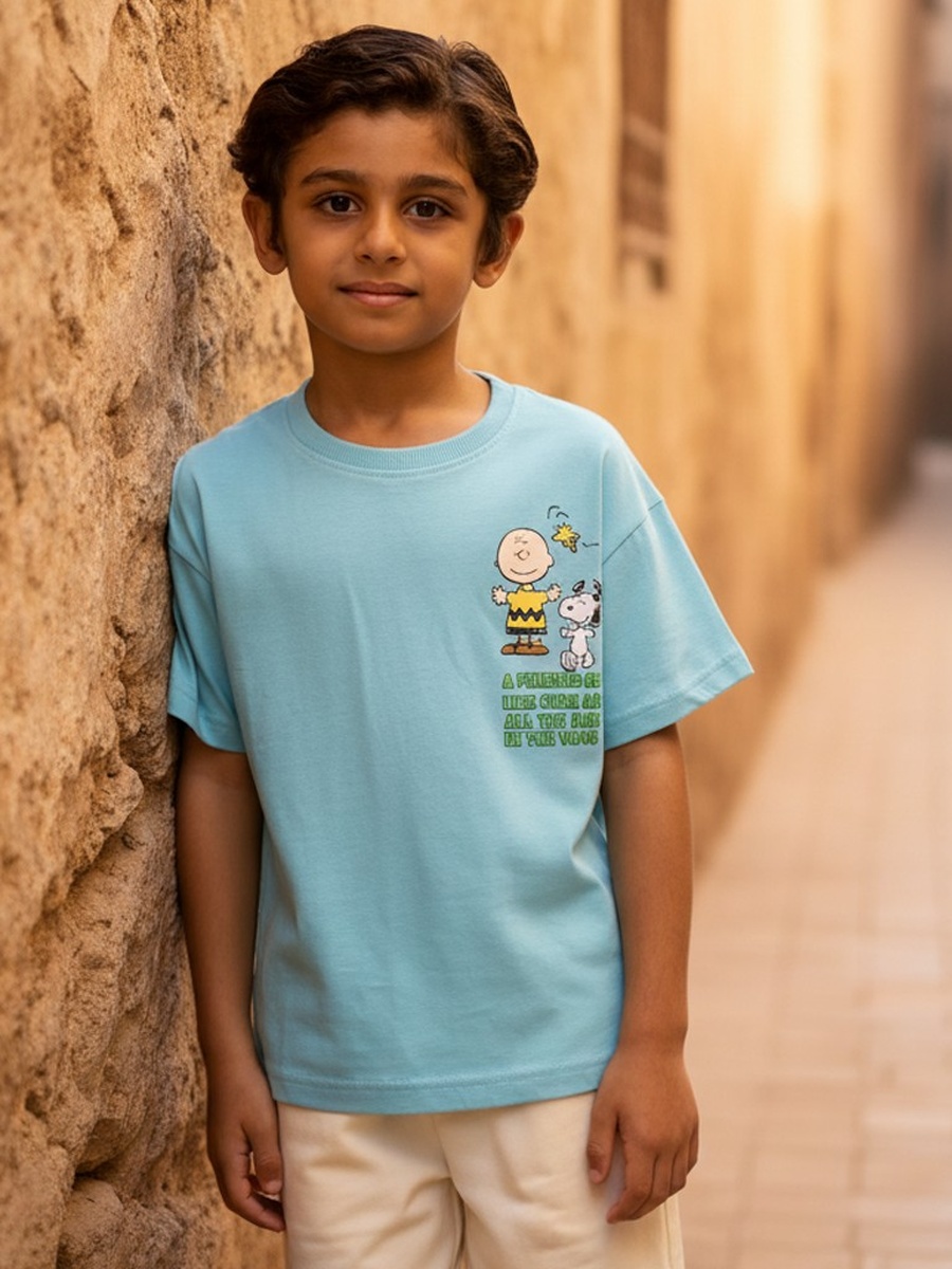 Peanuts Print Cotton T-Shirt and Shorts Set