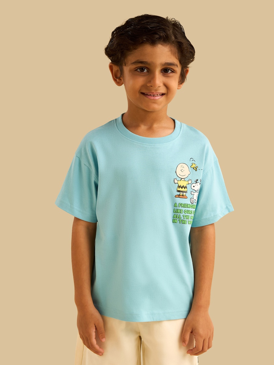 Peanuts Print Cotton T-Shirt and Shorts Set