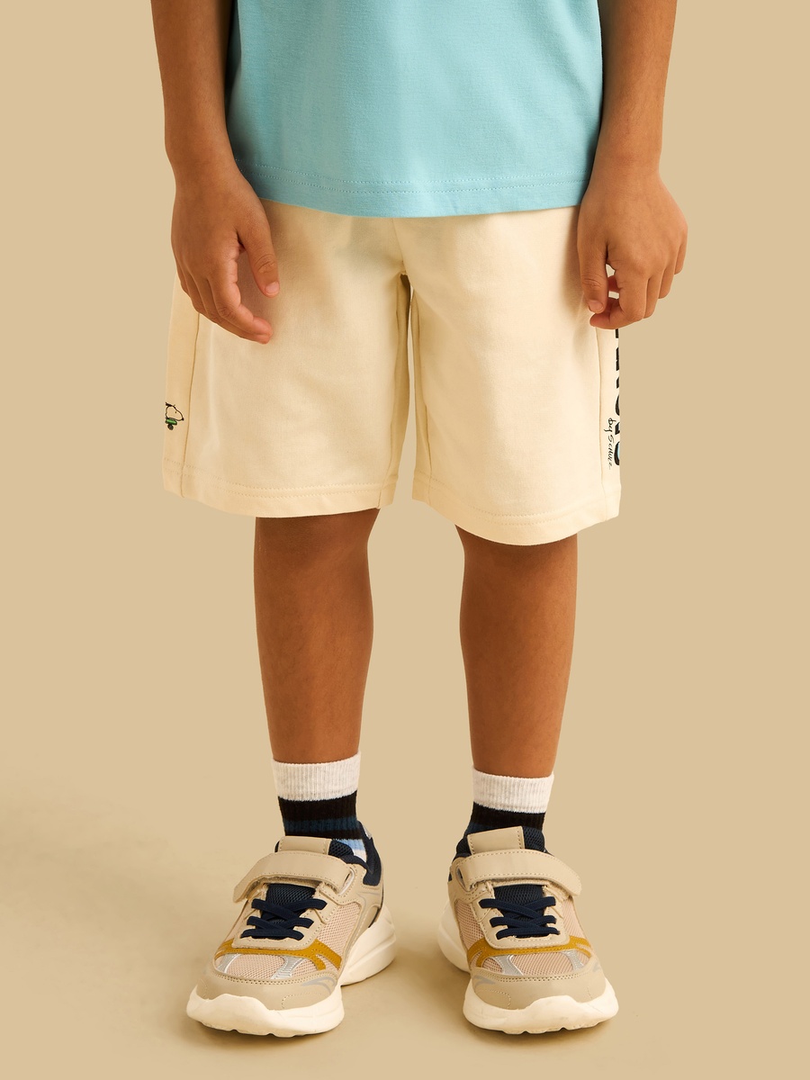 Peanuts Print Cotton T-Shirt and Shorts Set
