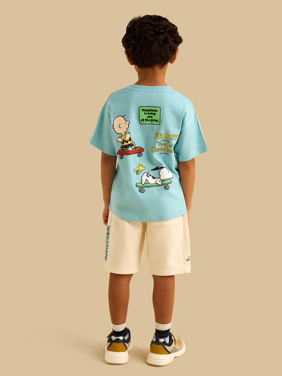 Peanuts Print Cotton T-Shirt and Shorts Set