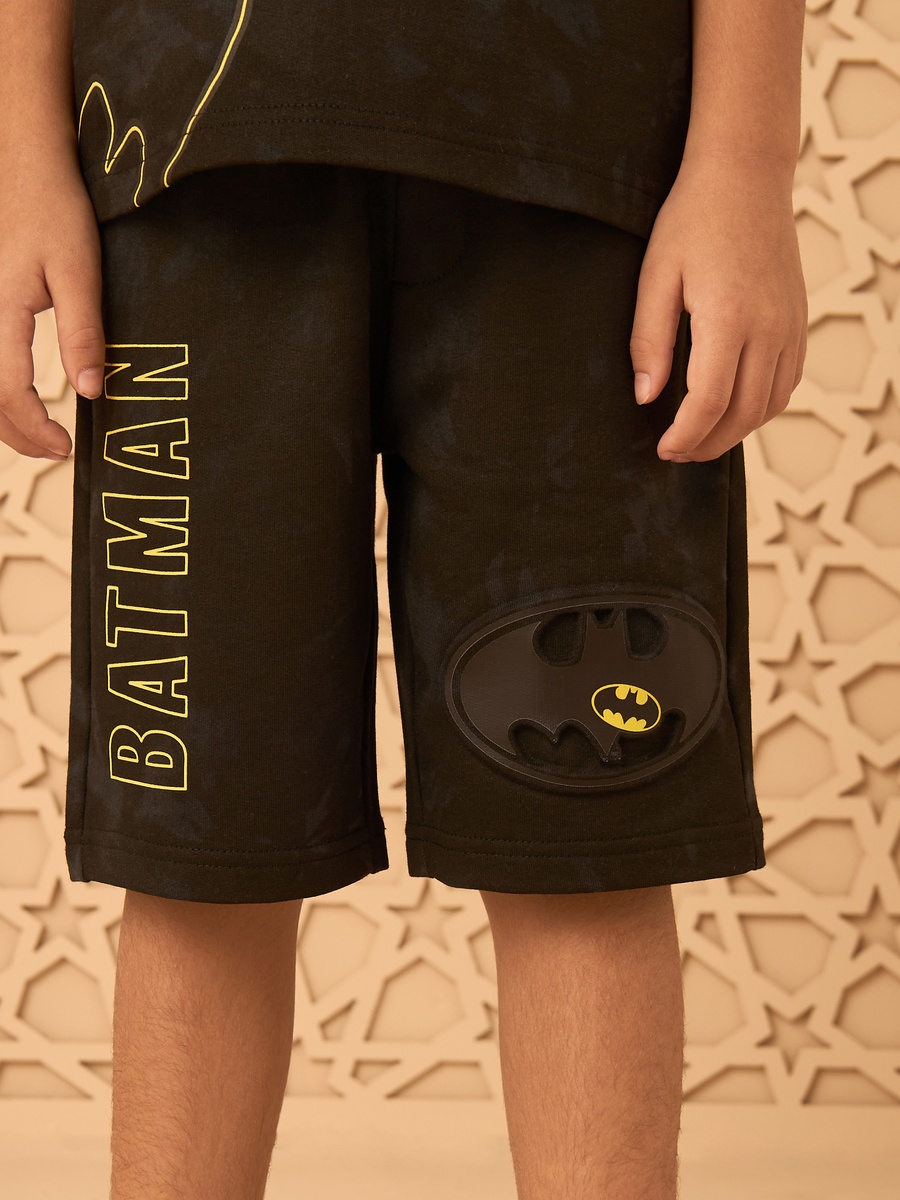 Batman Print Cotton T-Shirt and Shorts Set