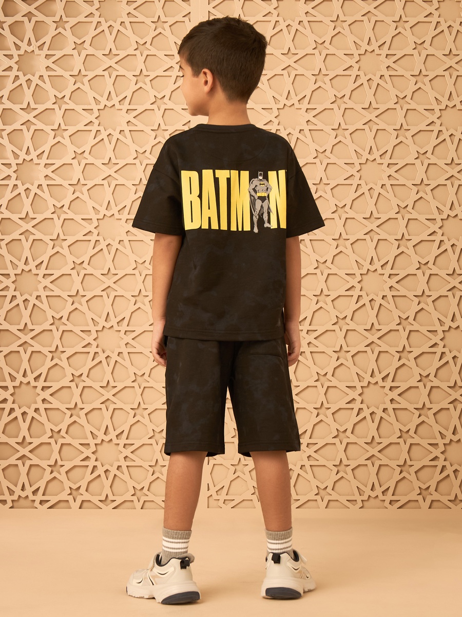 Batman Print Cotton T-Shirt and Shorts Set