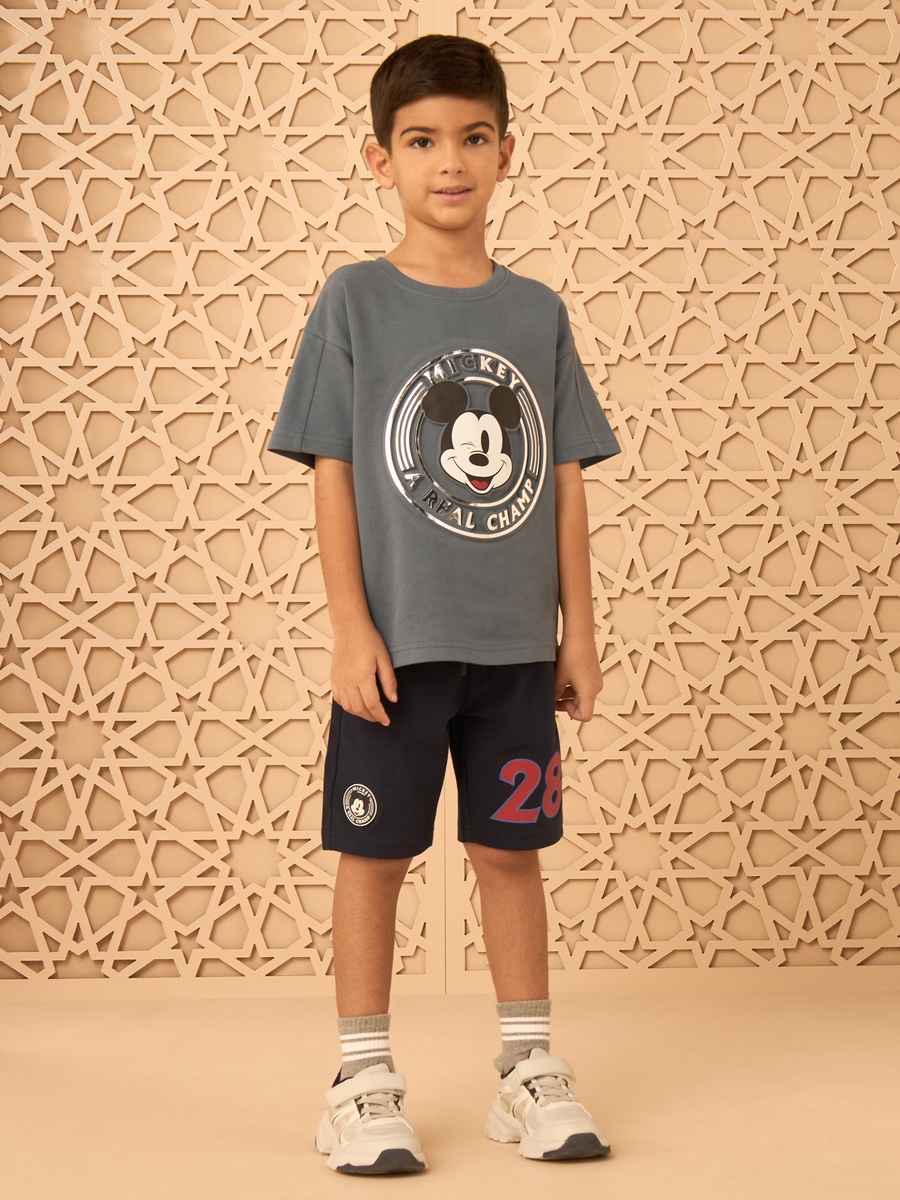 Mickey Mouse Foil Embossed Print T-Shirt and Shorts Set
