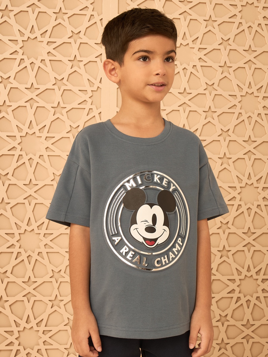 Mickey Mouse Foil Embossed Print T-Shirt and Shorts Set