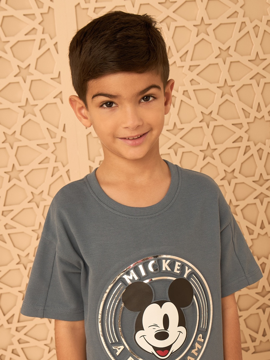 Mickey Mouse Foil Embossed Print T-Shirt and Shorts Set