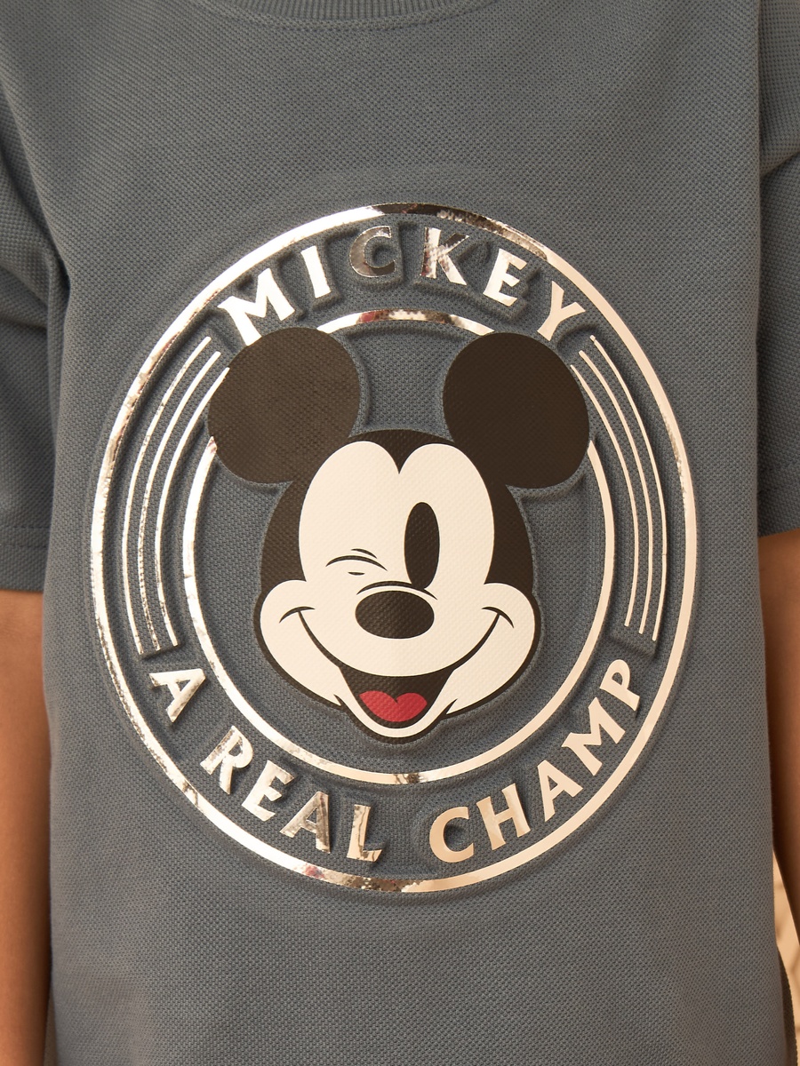 Mickey Mouse Foil Embossed Print T-Shirt and Shorts Set