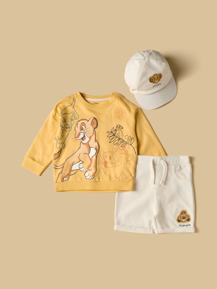 The Lion King Print Sweatshirt with Shorts and Cap